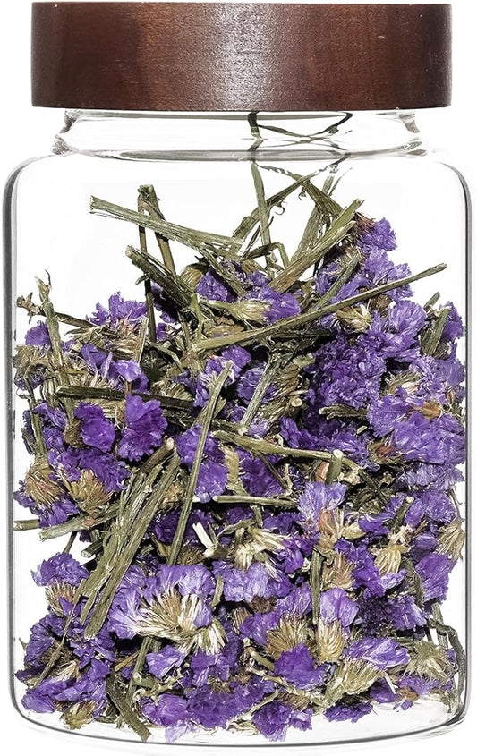 Airtight Glass Jars with Wooden Lid Round Spice Jar Clear Glass Food Storage Jar Canister with Screw Lid for Coffee Ground Bean Candy Pantry Sugar Tea Cookies Bath Salts (1200ml/40oz-1pack-A)