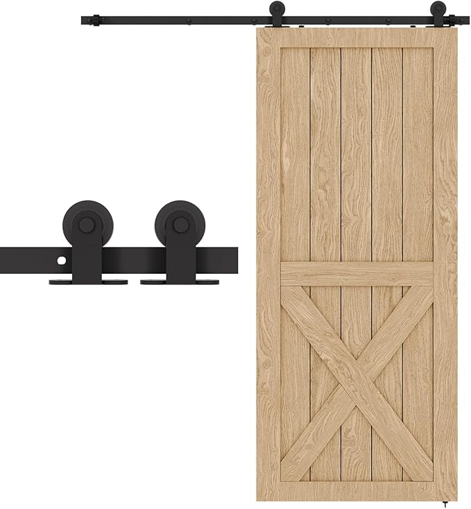 84" Sliding Barn Door Hardware Kit,Heavy Duty Top Mount Barn Door Track Kit,Black T Shape Hanger Set for Single Door Use
