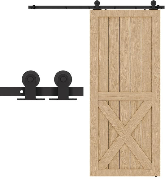 48" Sliding Barn Door Hardware Kit,Heavy Duty Top Mount Barn Door Track Kit,Black T Shape Hanger Set for Single Door Use