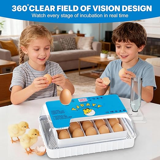 Incubators for Hatching Eggs 15-35 Eggs Incubator with Automatic Egg Turning and Temperature Humidity Control Display LED Candler Poultry Incubator for Hatching Chicken Duck and Quail Incubator (Blue)