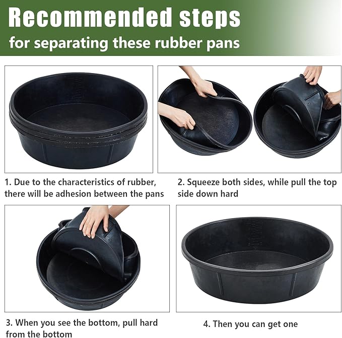 Sadnyy 3 Pcs 3 Gallon Rubber Feeder Pan Utility Horse Feed Bucket Pig Bowl for Cats Dogs Goats Chicken Dust Bath Container Animal Feeding, 17.5 x 5.3 inches/ 44.5 x 13.5 cm