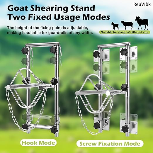 Sturdy Goat Sheep Stand, Livestock Trimming Stand Adjustable Height 304 Stainless Steel Shearing Stand Portable Sheep Head Fixture, for Goat/Sheep Milking, Shearing & Trimming Stands
