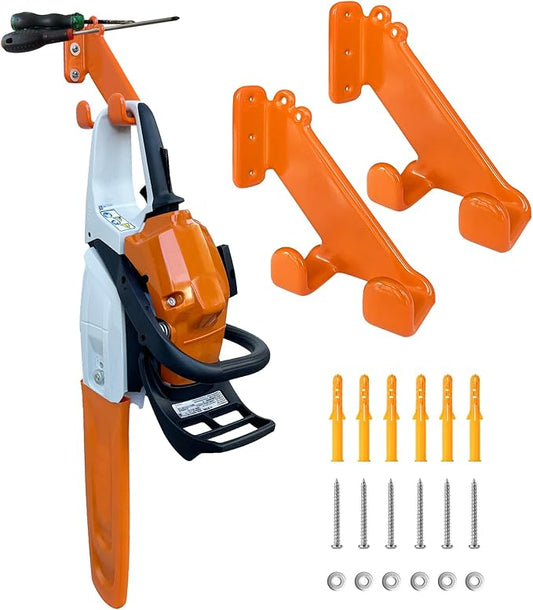 Chainsaw Hanger, 2 Pack Chainsaw Wall Mount, Heavy Duty Chainsaw Holder, Garage Organization Garage Storage Shed Organizer Mounted Chainsaw Rack