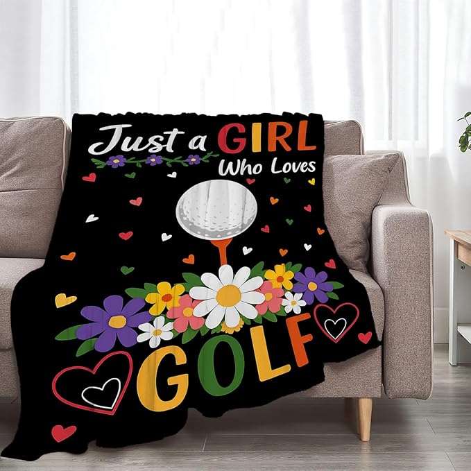 Golf Fleece Blanket Sports Golfing Throw Blankets for Girls Women Golfers Super Soft Warm Flannel Throws Gifts for Kids Adults Cozy Fuzzy Plush Stuffed Couch Bed Bedding Decor 60"X50"