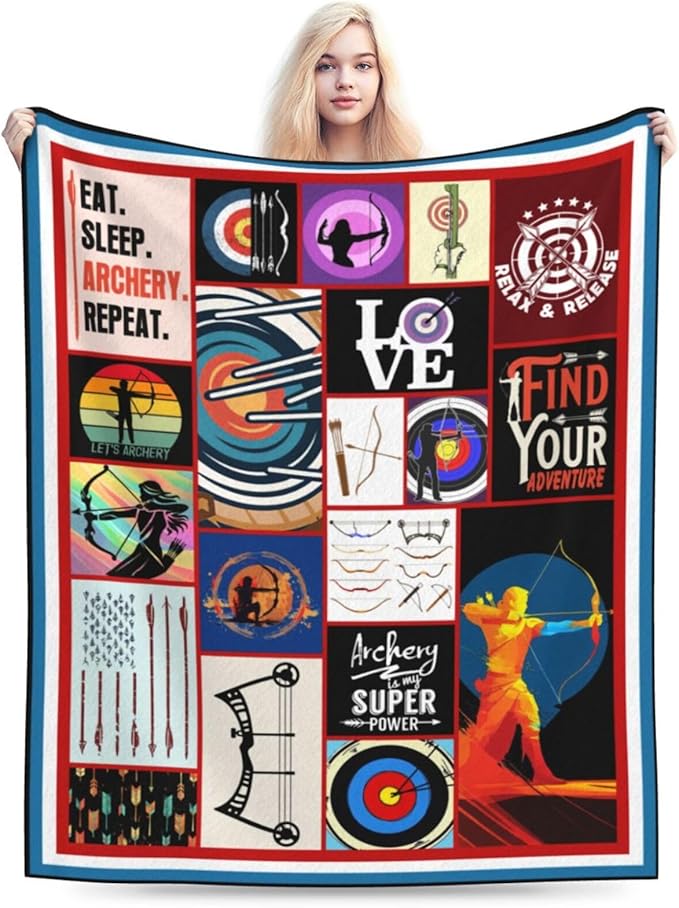 Archery Throw Blanket Sports Blankets Fleece Plush Flannel Super Soft Cozy Warm Lightweight Archery Sports Decor Gifts for Boys Girls Kids Adults Men Women 40" x 50"