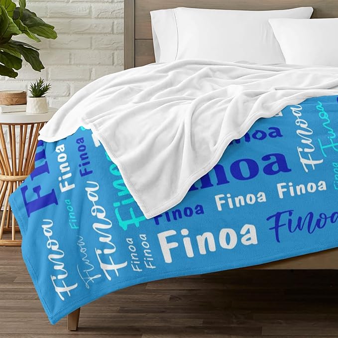 Custom Blanket with Name Personalized Blankets for Kids Adult Boys Girls Flannel Monogrammed Customized Blankets Throw (50''x60'')