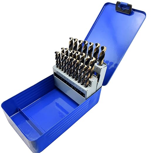 MaxTool Twist Drill Bit Set 26PCs High Speed Steel M2 Jobber Length Fully Ground for Metal Stainless Steel Plastic etc Letter A to Z; JBS02H10R26