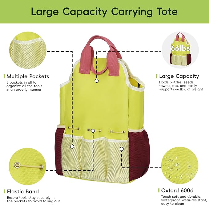 9-Piece Gardening Tool Set, Heavy Duty Garden Tool Set with Wood Handle, Premium & Durable Hand Tools Gardening Kit with Stylish Handbag, Gardening Gifts for Women