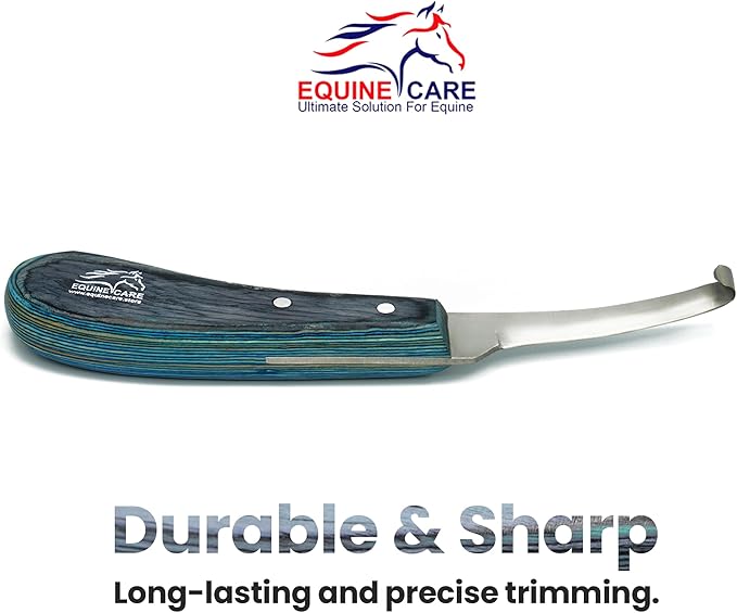 Equine Care Left-Handed Hoof Knife – Narrow Razor-Sharp J2 Stainless Steel Blade, Ergonomic Non-Slip Handle | Professional Farrier Tool for Trimming Horse, Cow, and Goat Hooves | Rust-Resistant.