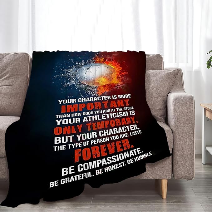 Volleyball Blanket Gifts for Boys Girls Soft Warm Plush Motivational Sport Throw Blanket Flannel Fleece Fuzzy Stuff Blanket for Bed Couch Living Room Decor 80"X60"