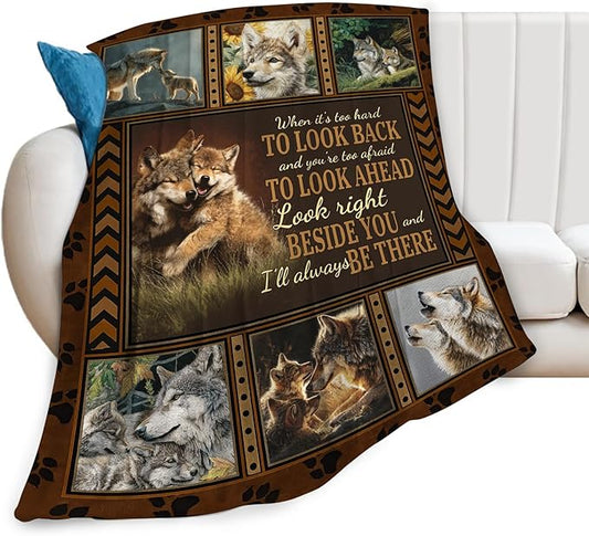 Wolf Fleece Blanket Wildlife Throw Blankets for Girls Boys Super Soft Warm Flannel Animal Throws Gifts for Men Women Cozy Fuzzy Plush Stuffed Couch Bed Bedding Decor 80"X60"
