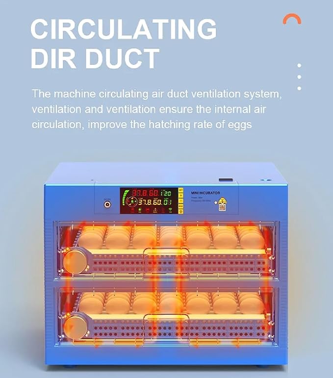 Generic Automatic Egg Incubator, Farm Poultry Hatcher Machine, LED High-Efficiency Automatic Egg Turning & Temperature Control for Hatching Chicken Duck Goose Birds(Color:192 Egg), Blue