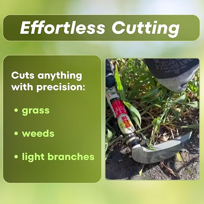 Hounen Miyawaki Japanese Weeding Sickle (Kama) – Curved Plain-Edge, Non-Twisted, Rust-Resistant Japanese Steel, Lightweight Wood Handle, Made in Japan