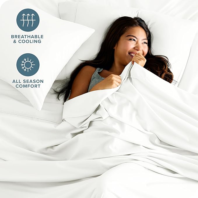 Bare Home Twin XL Sheet Set - College Dorm Size - Luxury 1800 Ultra-Soft Microfiber Twin Extra Long Bed Sheets - Deep Pockets - Easy Fit - Extra Soft - 3 Piece Set - Bed Sheets (Twin XL, Cream)