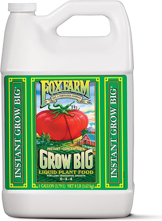 FoxFarm Grow Big Liquid Plant Food - Bloom Fertilizer for Flowers, Fruits, and Vegetables, Perfect for Indoor & Outdoor Potted Plants, NPK 6-4-4 (Gallon)