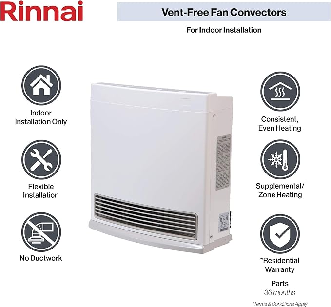Rinnai FC510P Ventless Propane Heater, Energy-Efficient Space Heater with Programmable Thermostat