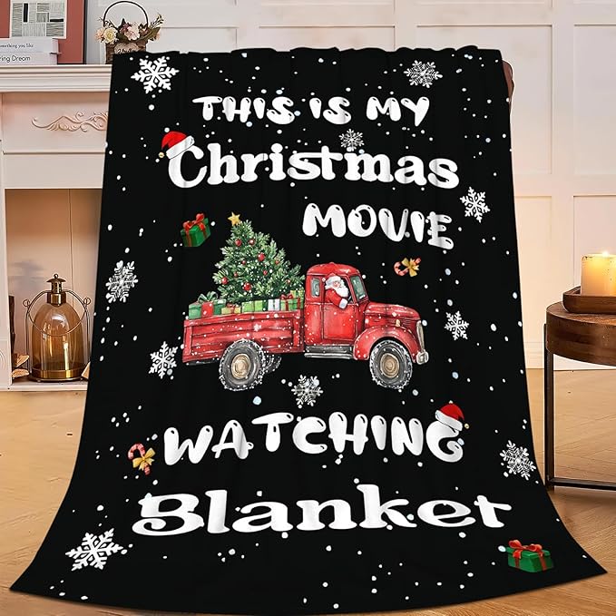 Dynova Christmas Truck Blanket Cozy Plush Snowflakes Throw Blankets Fuzzy Flannel Fleece Christmas Decor Gifts for Girls Boys Women Men 60"X50"