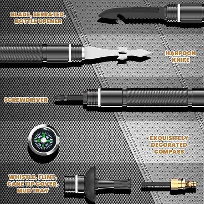 Saker Collapsible Tactical Hiking Stick Plus 2026|Hiking Trekking Pole|Lightweight Aluminum Gear Walking Pole with Survival Hiking Staff for Camping, Hunting,Outdoor Adventures