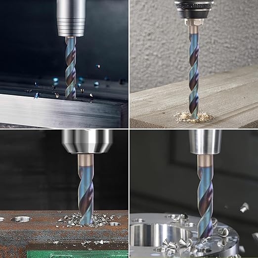 19Pcs Cobalt Drill Bit Set, M35 HSS Stepped Point Drill Bit, 135 Degree Tip High Speed Steel with Blue Oxide Finish, Stainless Steel, Plastic and Wood with Metal Indexed Storage Case