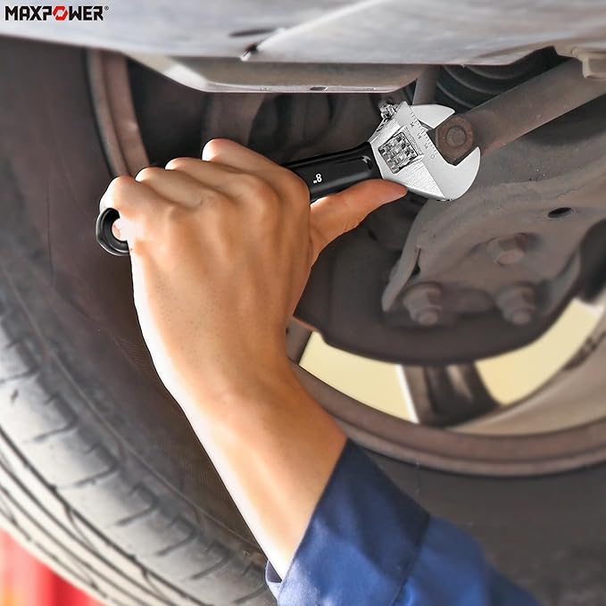 MAXPOWER Adjustable Wrench Set, 3-Piece Adjustable Wrenches 6-inch, 8-inch, 10-inch, Metric & SAE Scales, Extra-Wide Jaw and Soft Grip Wrench Set