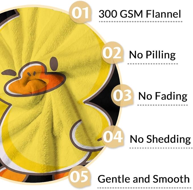 Duck Throw Blanket - Soft, Fuzzy & Warm - 40x50 Inches Small Blanket for Couch, Sofa - Black Cute Throw Gift for Girls, Boys