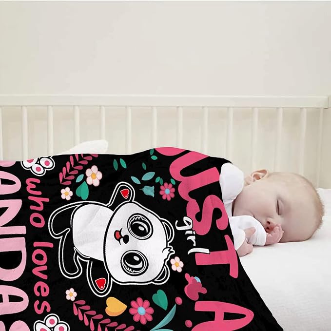 Panda Blanket Just Girl Loves Pandas Soft Blankets and Throws Flannel Cozy Lightweight Quilt Gift Perfect for Kids or Adults Crib Bed Couch Chair -40"x30" Extra Small for Toddler Girl