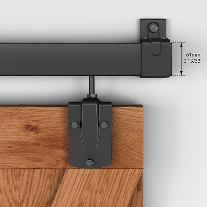 6FT Black Box Rail Exterior Sliding Barn Door Hardware Track Kit, Heavy Duty Barn Door Track Set, Wall Mount Outdoor Weatherproof Single Barn Door Hardware with 5 Track Brackets(No Doors）