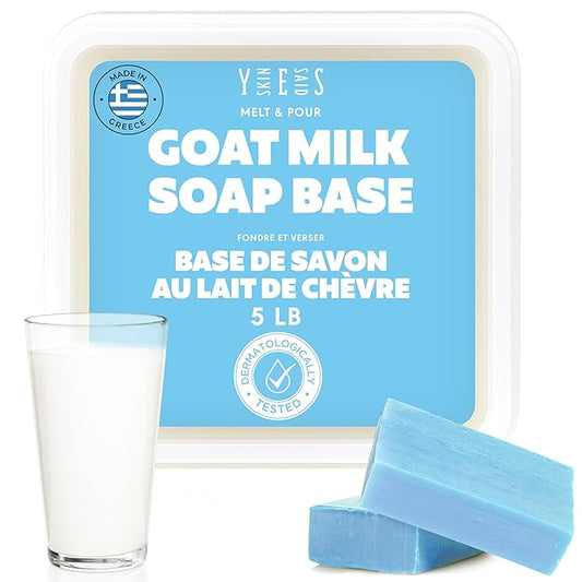 5Lb Goat Milk Soap Base - SLS/SLES Free, No Palm Oil, Organic - Melt and Pour Goats Milk Soap Making Supplies - All Natural, Gentle on Skin, Moisturizing, Perfect for DIY Projects