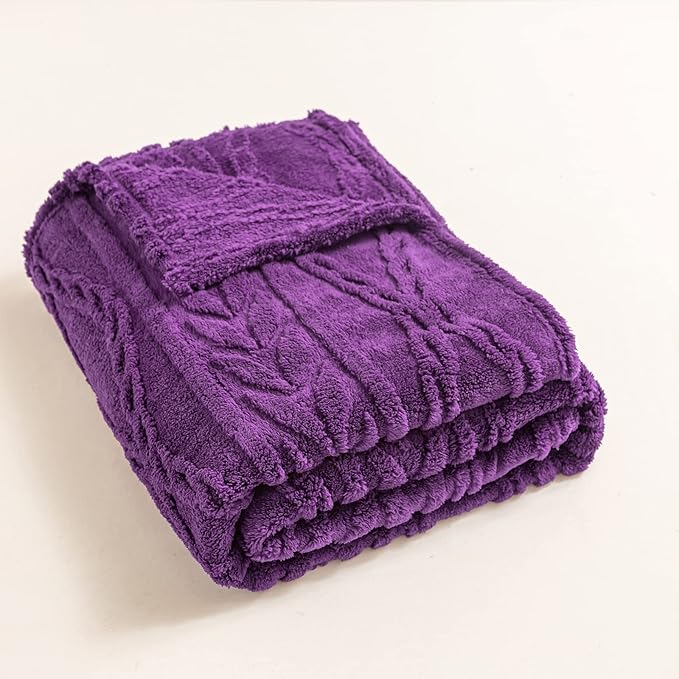 YUSOKI Sherpa Twin XL Blanket-3D Stylish Design Super Soft Fuzzy Cozy Warm Blanket Thick Plush Fluffy Furry Blankets for Teen Girls Women Couch Bed Sofa Chair Men Boys Gift(Purple,65"x90")