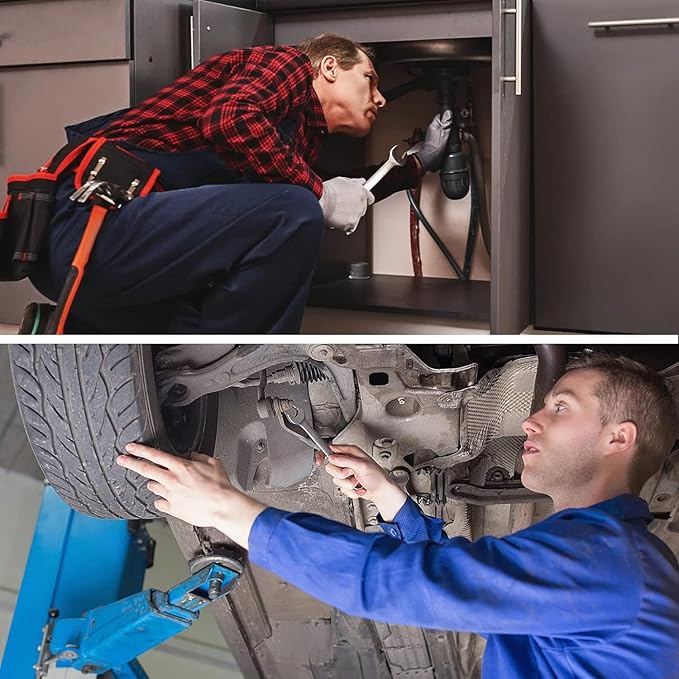 Egofine 8-Piece Ratcheting Wrench Set, Cr-V Steel Mertic Wrench Set from 7mm to 17mm wrench, 72 Teeth Ratchet Wrench, 12 Point Open End & Box End Combination wrench set with Roll Up Pouch