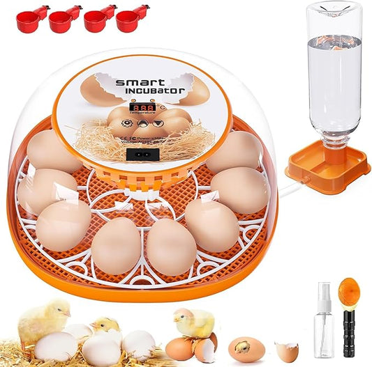 12 Egg Incubator with Automatic Egg Turning and Temperature Control, Automatic Water Adding, LED Egg Candler, Incubators for Hatching Eggs, Chickens, Ducks, Quail, Goose Eggs