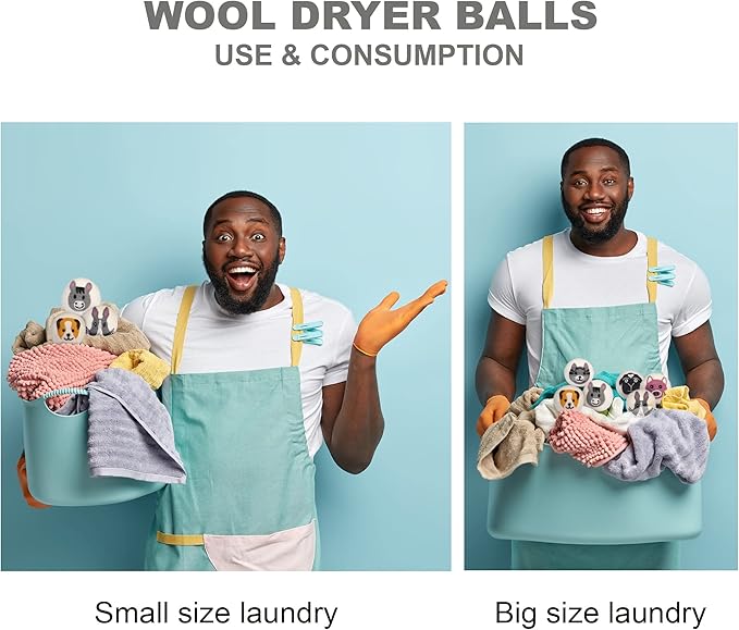 Wool Dryer Balls 6-Pack 100% Natural New Zealand Wool, Handmade in Nepal Reusable Laundry Balls, Faster Drying, Softer Clothes, Anti-Static, Dryer Sheets Alternative (Farm)