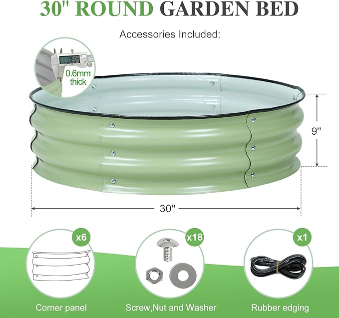 BPS Metal Raised Garden Bed, 2.5FT Diameter Galvanized Planter Raised Garden Boxes for Flower Planters, Vegetables Herb