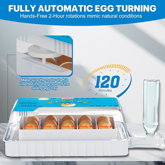Incubators for Hatching Eggs 15-35 Eggs Incubator with Automatic Egg Turning and Temperature Humidity Control Display LED Candler Poultry Incubator for Hatching Chicken Duck and Quail Incubator (Blue)