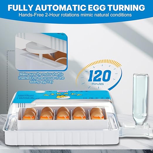Incubators for Hatching Eggs 15-35 Eggs Incubator with Automatic Egg Turning and Temperature Humidity Control Display LED Candler Poultry Incubator for Hatching Chicken Duck and Quail Incubator (Blue)