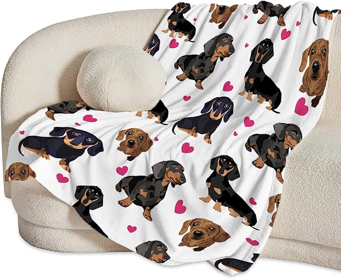 Dachshund Throw Blanket for Kids & Adults - Ultra Soft Cozy Fleece for Couch, Sofa & Bed - 40"x50"