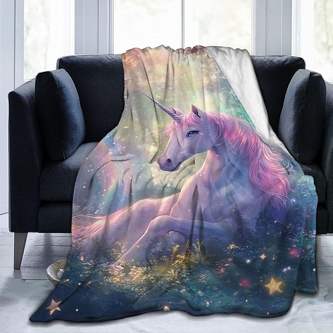 Unicorn Blanket Gifts for Girls Women Unicorn Forest Throw Blankets Cozy Plush Fleece Flannel Fuzzy for Kids Bed Decor 50"X40"