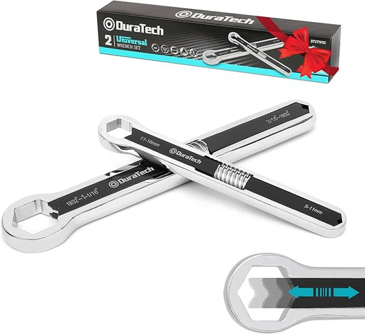 DURATECH Universal Wrench Set, Adjustable Wrench Set, SAE & Metric, 8-inch&10-inch, 44 sizes in 2 Piece, Drop Forged, ANSI standard
