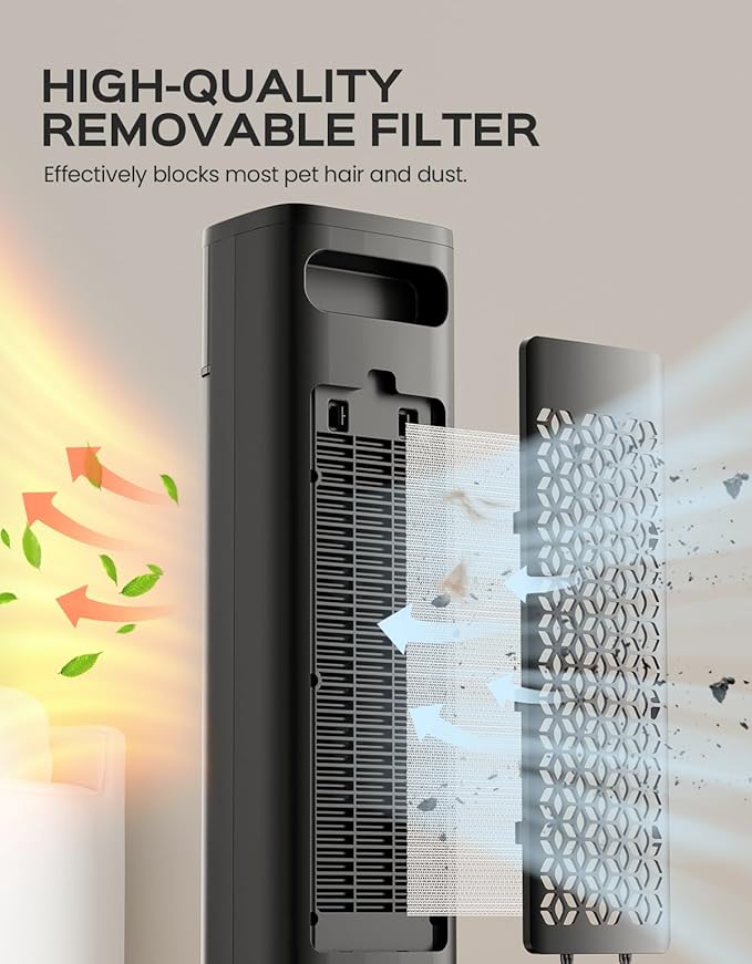 32.3" Portable Space Heaters for Indoor Use Large Room, 1500W Tower Electric Space Heater with 3D Flame, PTC Ceramic Space Heaters with Remote (Black, 33-inch)