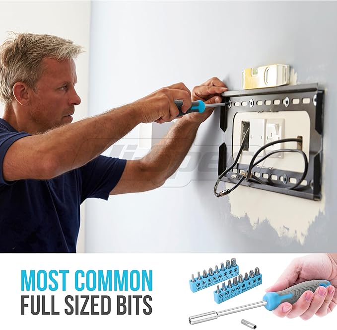 Hi-Spec 38pc Blue Household DIY Tool Set. Home, Office and College Dorm Small Toolkit Box of Starter Basic Tools