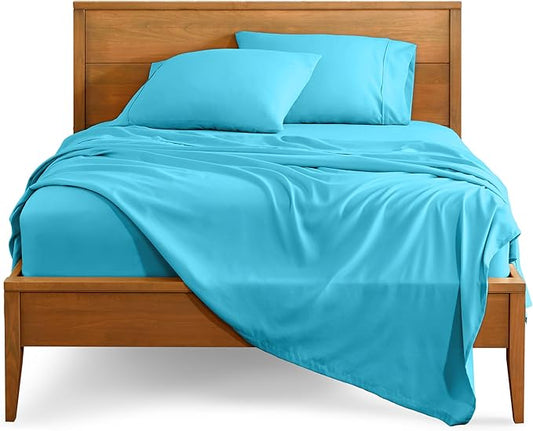 Bare Home Full Sheet Set - Luxury 1800 Ultra-Soft Microfiber Full Bed Sheets - Double Brushed - Deep Pockets - Easy Fit - 4 Piece Set - Bedding Sheets & Pillowcases (Full, Aqua)