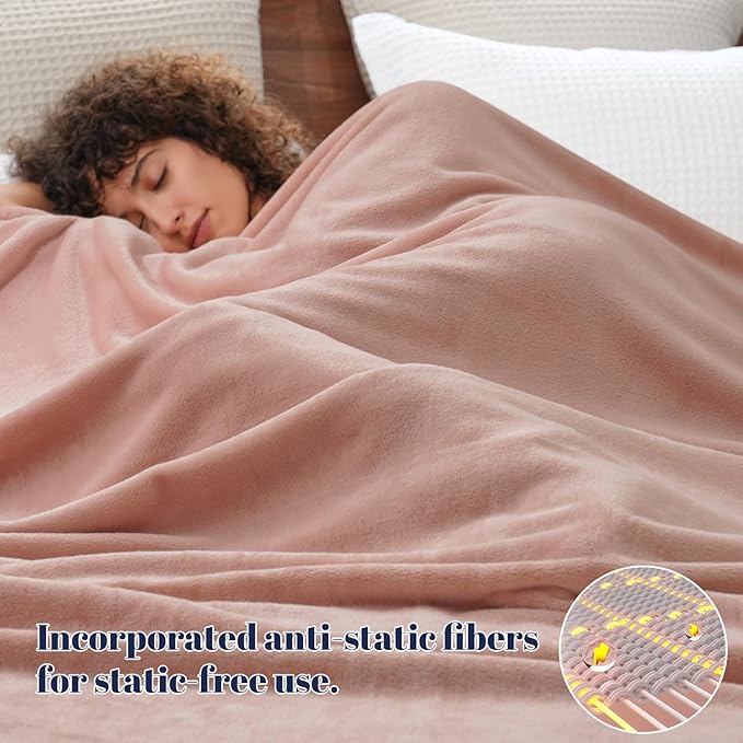 PHF Ultra Soft Fleece Blanket King Size, No Shed No Pilling Luxury Plush Cozy 300GSM Lightweight Blanket for Bed, Couch, Chair, Sofa Suitable for All Season, 108" x 90", Rose Pink
