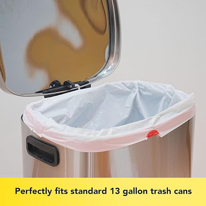 13 Gallon Tall Kichen Trash Bags, Lemon Scented 200 Count Drawstring Garbage Bags, Pre-Separated, Odor Control, Ultra Strong, Leakproof, Sturdy, White