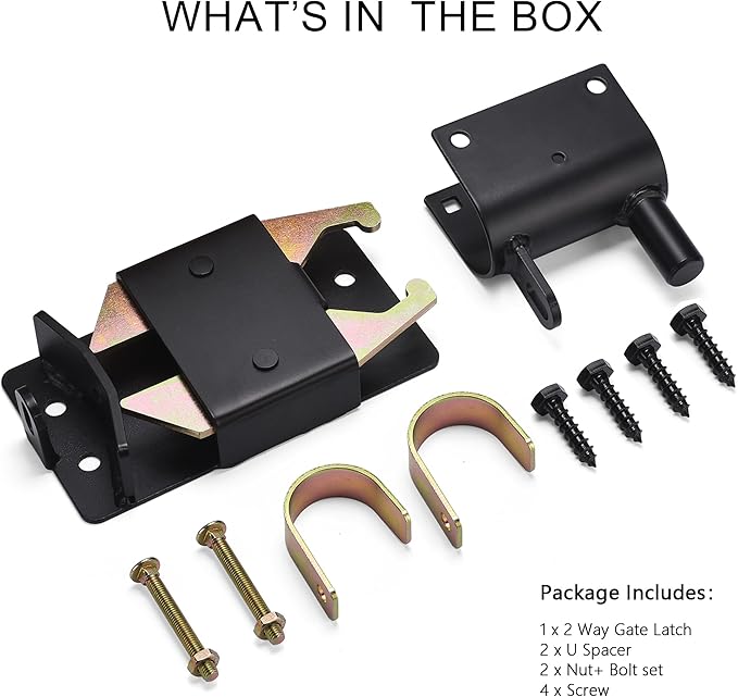 2-Way Heavy Duty Farm Gate Latch - Lockable Fence Gate Latch for Metal Tube Gates, Livestock Cattle, Horse Corrals, Ranches, Pastures, Pet Cages & Fences (Screws & Instructions Included)