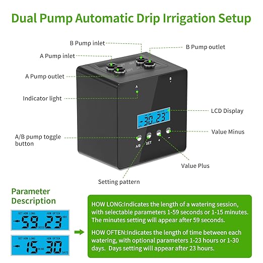 Automatic Watering System for Potted Plants | Indoor Plant Waterer with 30-Day Timer, Dual Self-Priming Pumps, Drip Irrigation Kit for 20 Plants