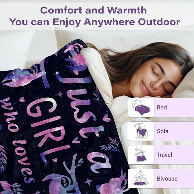 Blanket Gift for Sloth Lovers, Soft Sloth Blanket for Kids Boys, Baby, Sloths Gift for Women, Men, Girls, Warm Baby Blankets Gifts for Christmas Thanksgiving 50x60in