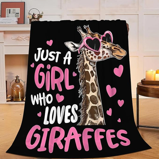 Giraffe Blanket Super Cozy Soft Giraffe Throw Blanket Warm Plush Fluffy Just a Girl Who Loves Giraffes Lightweight Fleece Flannel Gifts Blankets for Kids Adults 50"X40"