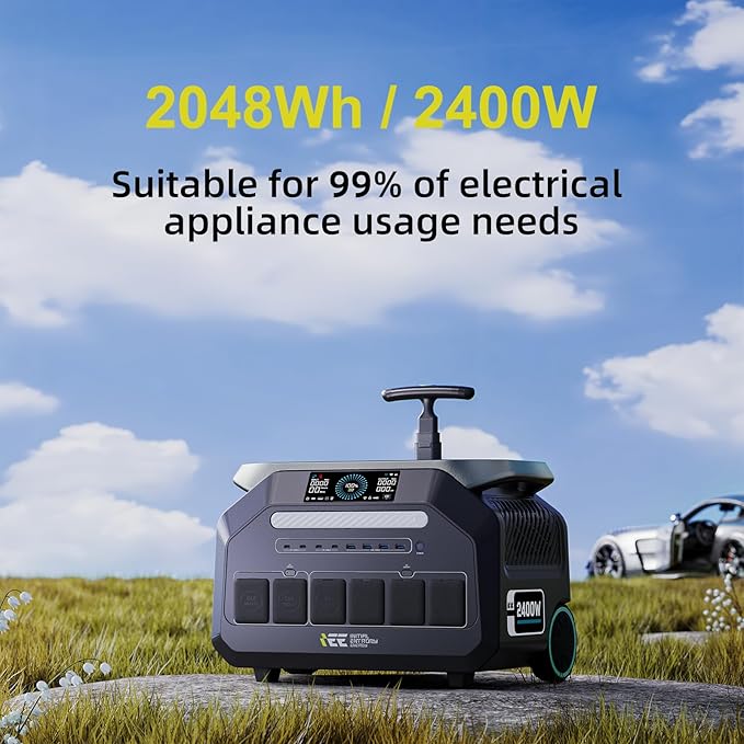 IEE 2048Wh/2400W Solar power station With 2 * 200W Solar Panel,P2400 Solar Generator(5000W Peak),1800W Super Fast Charging, APP Control Emergency Power Station for Home, Camping,Power Outages