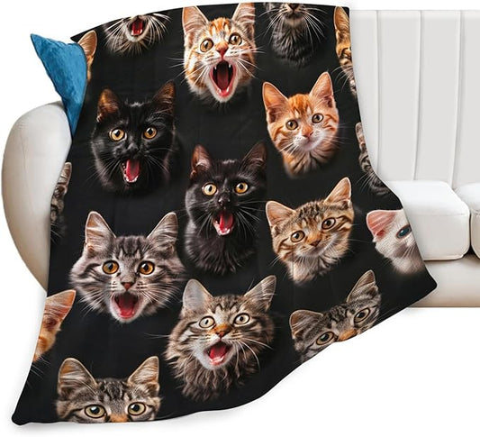 Tijuboni Cats Throw Blanket Cat Gifts for Girls Boys Women Men Kids Adults Soft Flannel Fleece Blanket for Couch Sofa Bed Home Decor 60"x80"