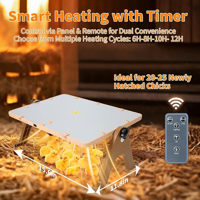 180W Radiant Chicken Coop Heater Energy-Efficient Winter Heating, Safer Alternative to Brooder Lamps,Heater with 2 Heating Plates for Chick Kitten Puppy Pets Animals (Brown)